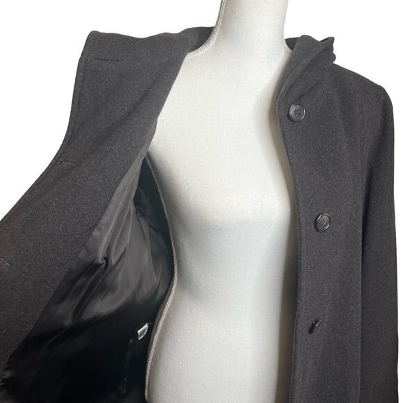 Vintage 90s Jones NY Coat Gray Wool Cashmere Long Hooded Jacket Sz Large - Picture 5 of 12